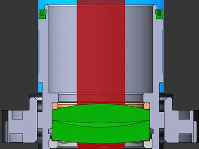 Independent focus assembly to keep the beam coaxial